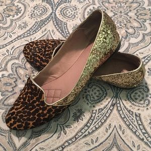 Vince Camuto Leopard Gold Glitter Flats